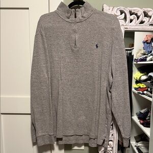 Ralph Lauren Light Heather Gray Half-Zip Pullover with Navy Pony